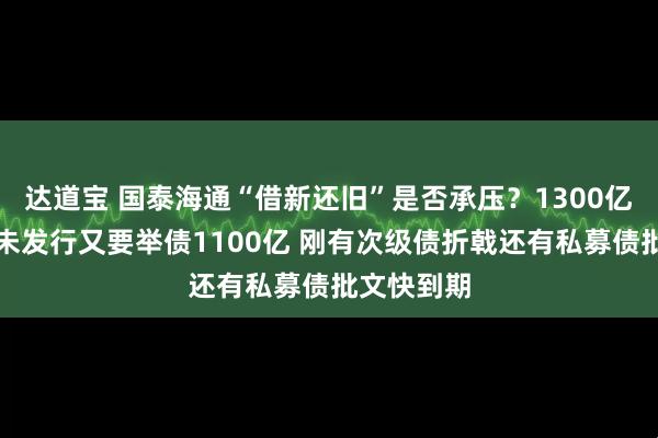 达道宝 国泰海通“借新还旧”是否承压？1300亿元债券尚未发行又要举债1100亿 刚有次级债折戟还有私募债批文快到期